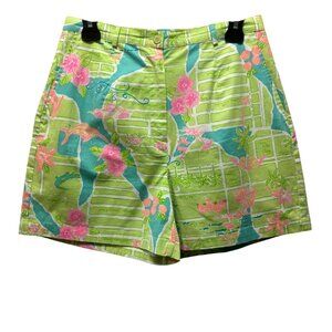 Lilly Pulitzer Womens Vintage Green & Pink Floral Print Everglades Shorts Size 6